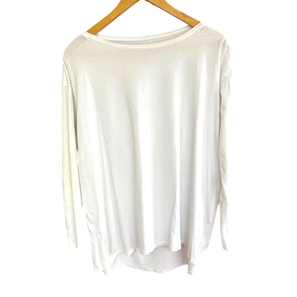 Lululemon Back In Action Long Sleeve Shirt Womens 10 White Pima Cotton Loose Fit